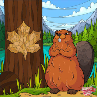 塗り絵・カナダの木